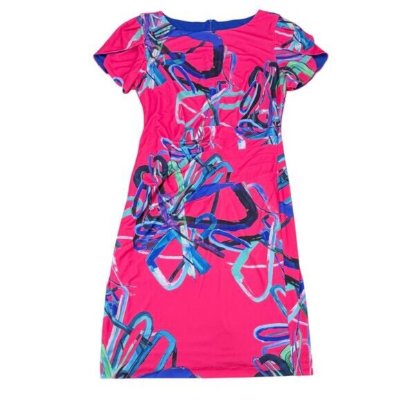 FRANK LYMAN Fuchsia Royal Sheath Dress Size 8 - Picture 3 of 7